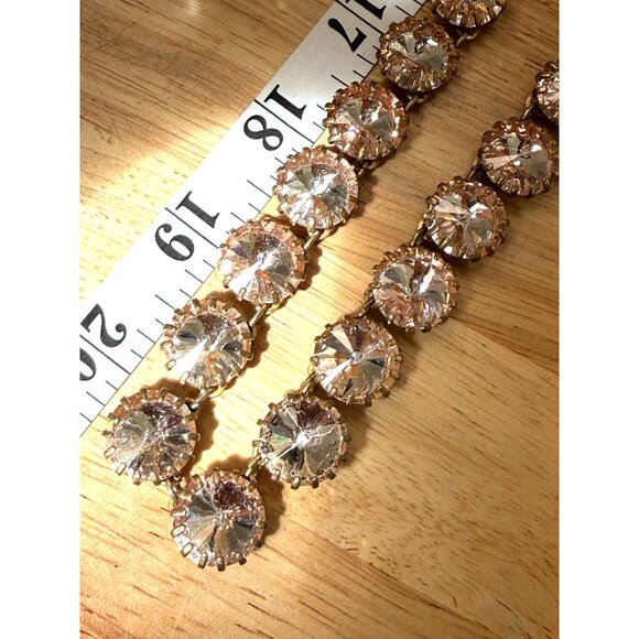 J Crew Brulee Peach/Pink Necklace Aurora Borealis Rhinestones Gold Tone Sparkly - Picture 8 of 10